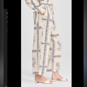 DressTo Nautical Cream Printed Wide-Leg Jumpsuit